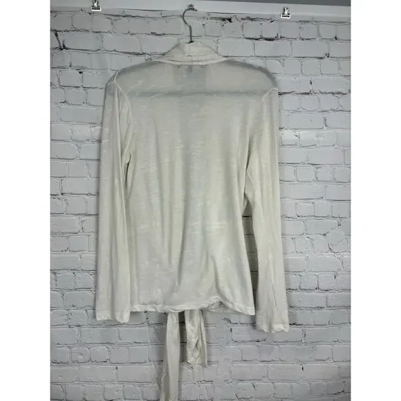 Anatomie Women Tie Front Cardigan Size Large Ivory Light Weight Tshirt Material - Picture 3 of 7